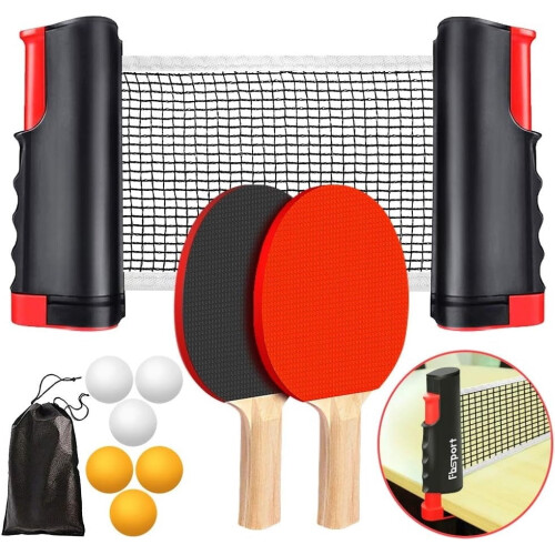 Ping Pong Paddle Set Portable with Retractable Net and