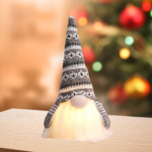 Christmas Gnome Figurine with Xmas Song, 10" Scandinavian Tomte Doll, Grey Holiday Ornament – Compatible with 2024 Xmas Decor