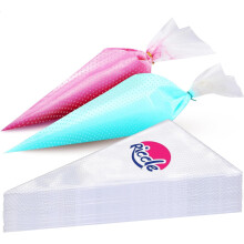 Ensemble de poches à douille et douilles : 100 poches anti-éclatement + kit de décoration de gâteaux 124 pièces (16 douilles, 3 racloirs,