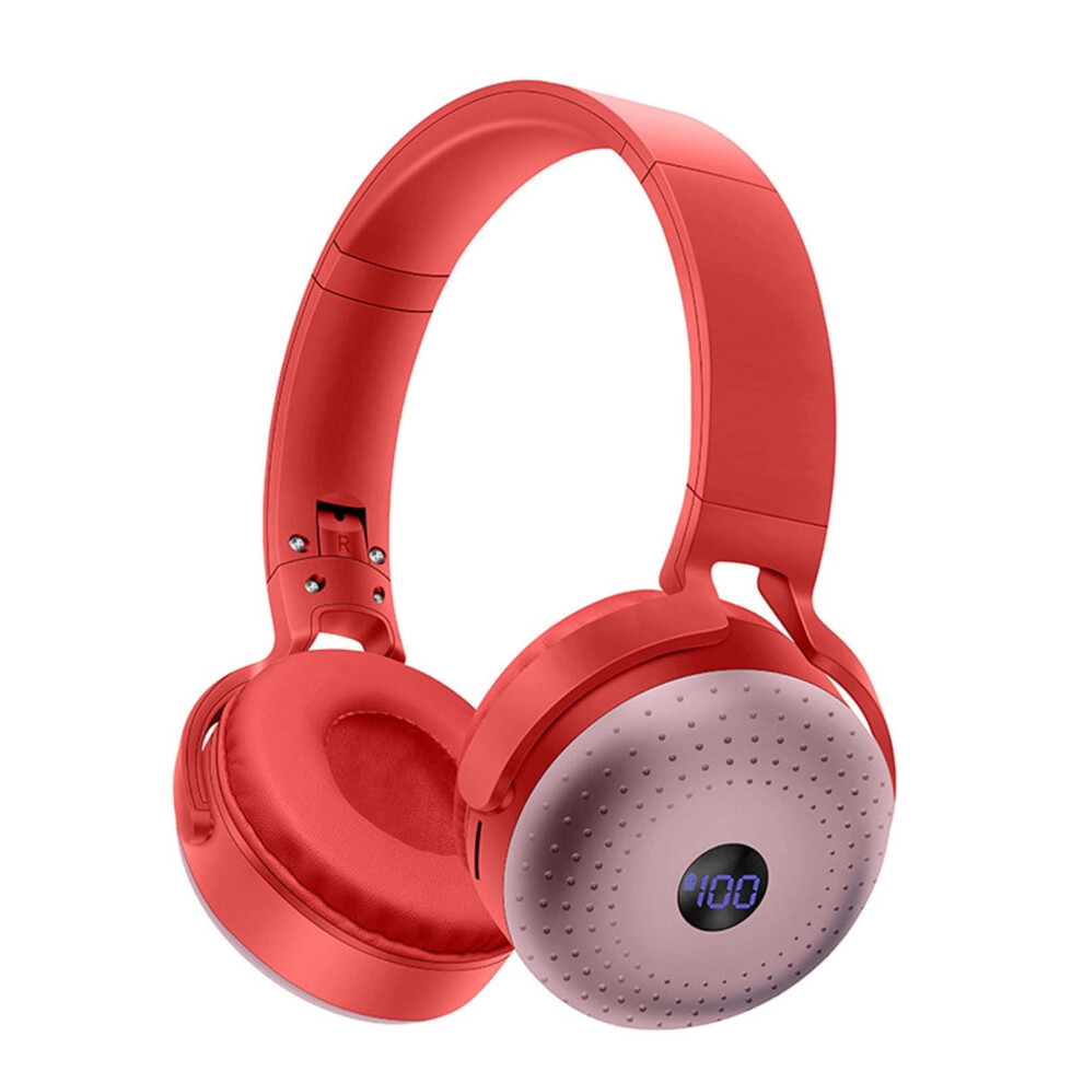 Rkzds Bluetooth Over-Ear Headphones, 80H Playtime, Enhanced Bass, Memory-Protein Earmuffs, Mic, Red 9365509023846