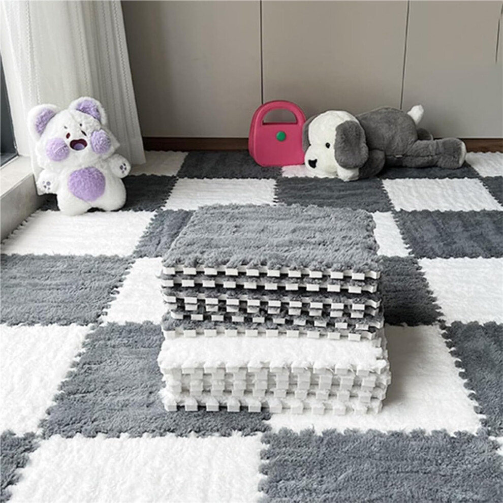 Foam Floor Mat 12X12 Interlocking Eva Tiles And Cushioned Play Mat For Home 25Pcs Gray/White