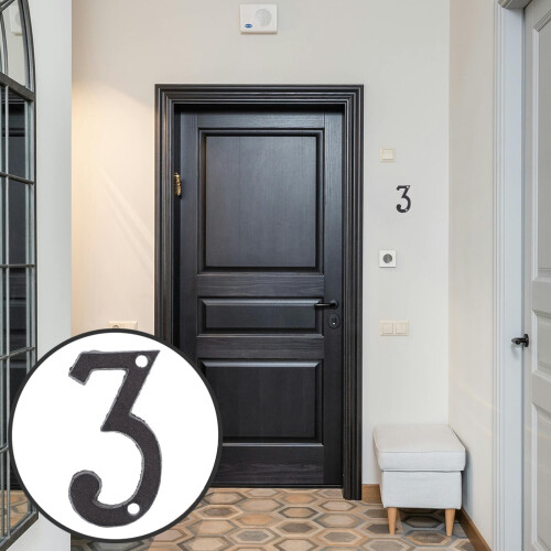 Cast Iron Address Numbers Dark Brown Rectangular Outdoor 1 2