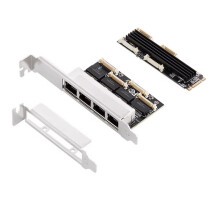 M.2 to 4 RJ45 Gigabit Ethernet Network Card B+M Key 10/100/1000Mbps NIC Network Cards for RealTek RTL8111H Chip
