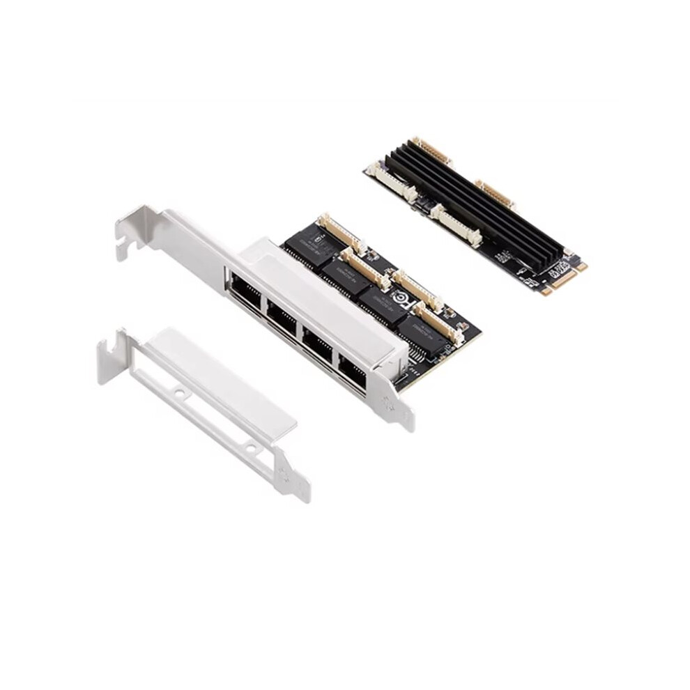 M.2 to 4  RJ45 Gigabit Ethernet Network Card B+M Key 10/100/1000Mbps NIC Network Cards for RealTek RTL8111H Chip-image-OPC-PSRXQ2S-NEW
