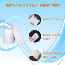 8 Rolls of White High Elastic Sewing Elastic Tape, Thickness 1mm Width 0.6/1/1.4/2inch, Length 5.5 Yards/Roll, 2 Clips C