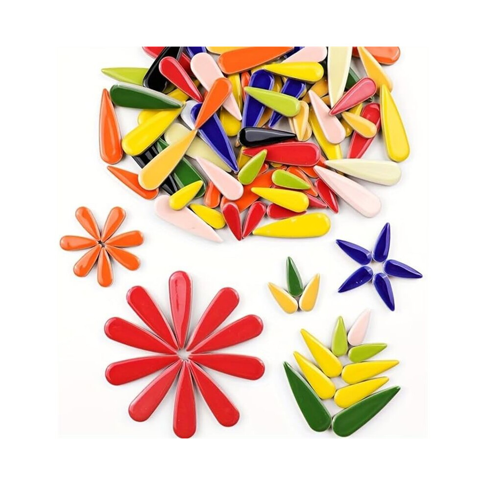 100G Pack Droplet-Shaped Ceramic Mosaic Tiles, Diy Handmade Colorful Irregular Shaped Ceramic Pieces For Crafting 6031735464373