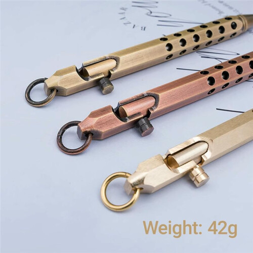 2Pack Bolt Action Pen Set, Hexagonal Solid Brass Pocket Pen with 20 Ballpoint Refills A 1