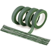 Floral Tape and Floral Wire Kit,Includes 4 Rolls of Flower Tape and 40 Flower Stems Wire for Bouquet Wrapping, Floral