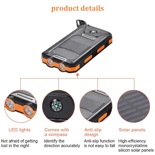 Solcellepanel 8000mAh for iOS og Android Svart 2