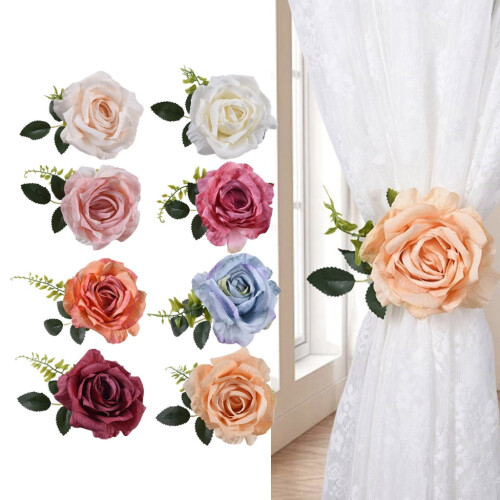 Attaches de rideaux avec boucles décoratives en forme de rose 1