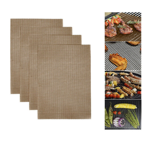 Non-stick BBQ Grillnet 4-pak rektangulært glasfiber 1