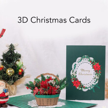 3D-Pop-up-Weihnachtskarte, Festtagskarte mit 3D-Weihnachtskranz und Umschlag, Pop-up-Grußkarte für festliche Anlässe, Weihnachten