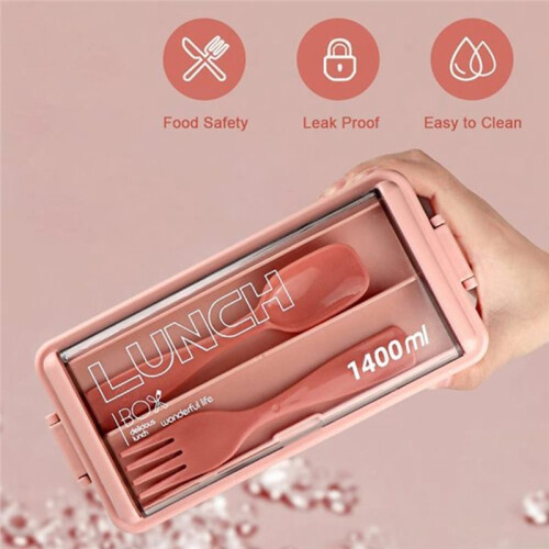 Microwave Safe Double Layer Bento Box for Kids with Utensils, Food Storage Container 2
