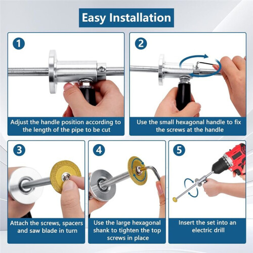 Inside Pipe Cutter for Pvc Pipe with Handle and Diamond Grit Cutting Wheel, 7 Inch Adjustable Cutting Depth Gauge Guide 1