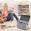 Comic Book Storage Boxes, Back to School Fold Comic Short Box Case with Lid, Book Bin Container Holds 150 Comics Gray 5