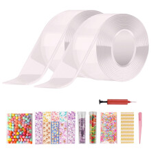Clear Double Sided Nano Tape Heavy Duty Mounting Strips for Picture Hanging and Reusable Gel Putty