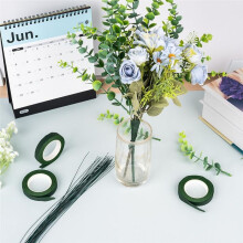 Floral Tape and Floral Wire Kit,Includes 4 Rolls of Flower Tape and 40 Flower Stems Wire for Bouquet Wrapping, Floral