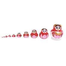 Wooden Stackable Storage Organizer Set Red and White for Kitchen and Craft