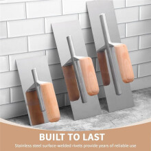 3 Piece Drywall Trowel, Masonry Trowel Set -Wooden Handle, for Concrete Cement Plastering Construction Tool