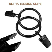 40 Stück Gardinenringe mit Clips, Gardinenclip-Ringe, Haken, 3,8 cm Durchmesser, Passend für Stangen Bis zu 3 cm, Gardinenringe, Schwarz