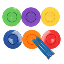 6 Piece Juggling Spinning Plates Set with Sticks and Turntable Complete Performance Kit