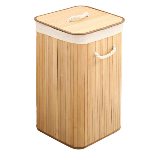 Bamboo Foldable Laundry Basket, Large Capacity 2