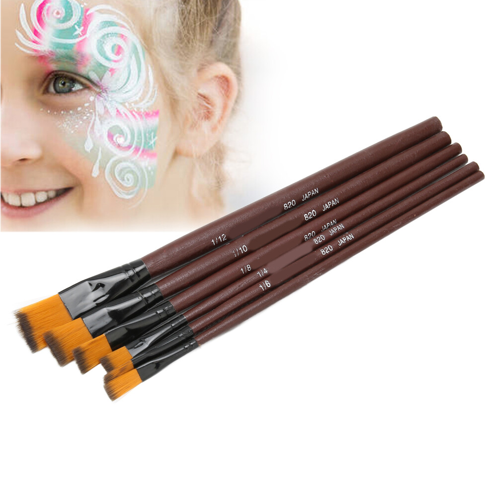 6Pcs Oil Paint & Makeup Brush Set, Watercolor, Body Paint, Halloween