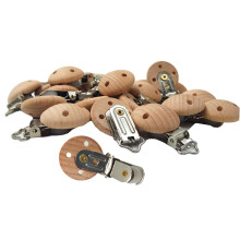 10pcs Wooden Pacifier Clips Set Natural Beech Wood Holder Durable Uniform Design DIY Baby Soother