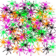 120pcs Halloween Plastic Spiders Multicolored Fake Spider Decorations Realistic Small Toys for Party and Home Decor