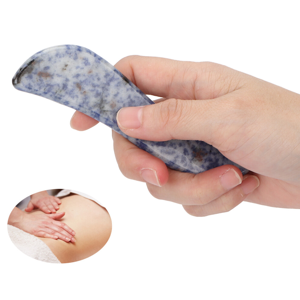 Blue Jade Gua Sha Board - Facial Massage & Skin Tightening Tool (11.5X3cm)