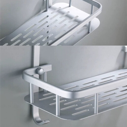 Bathroom Corner Shelf RustResistant Aluminum Wall Mounted Shower Organizer Basket 2