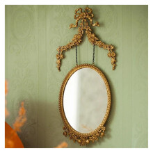 Gold Vintage Bathroom Mirror with Rectangular Frame, 24x46cm Vanity Makeup Wall Decor