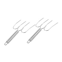 2pcs Stainless Steel Turkey Lifting Forks Heavy Duty Roasting Tools for Safe Poultry and BBQ Meat Handling