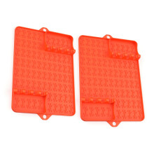 Pack of 2 Orange Silicone Grilling Mat NonStick Heat Resistant Barbecue Pad for Easy Item Identification