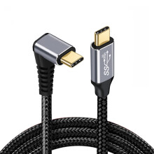 CY0.5M90-graders upp-ned-vinklad typ-C USB-C hane till hane USB3.1 10 Gbps 100W datakabel för bärbar telefon