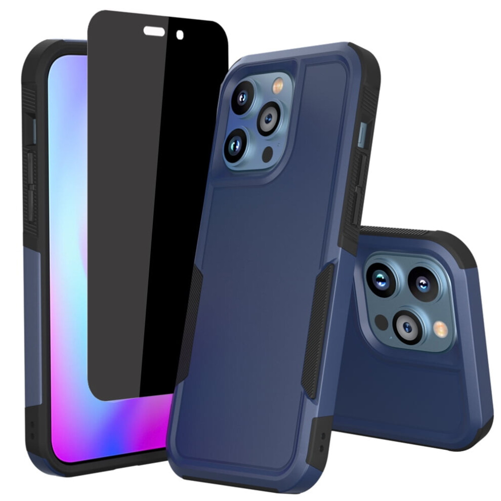Compatible With Iphone 14 Case + Screen Protector Â Anti-Spy Privacy, Shockproof Full Coverage, Blue 9365509025703