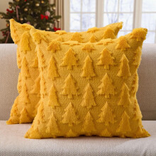 Joulukuusityynynpäälliset vihreällä pehmoisella tekoturkisjacquard-kankaalla