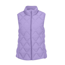 Colete acolchoado feminino com zíper frontal, roxo, tamanho 5XL
