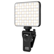 120LED oppladbar klipslampe (5000mAh), 3 moduser, kompatibel med telefon/kamera/bærbar PC, for selfie, direktestrømming og video