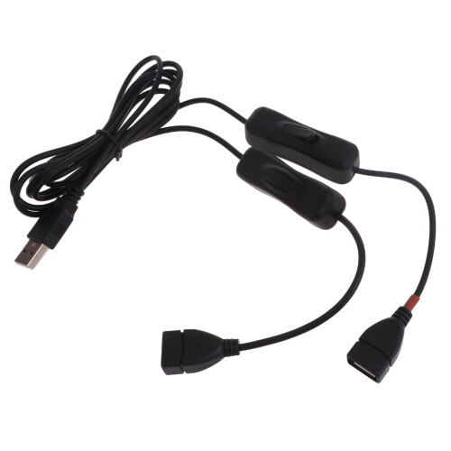 Câble d'extension USB avec deux interrupteurs pour la charge et la connexion