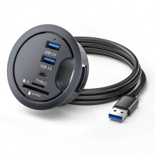 CY USB3.0Hub SD TF USB-C2Port USB60mm Desk Grommet Splitter Dock Station Micro-SD Card Reader voor Desktop PC