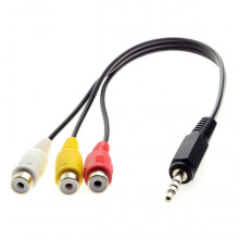 3,5-mm-Klinkenstecker (1/8") Stereo-Auto-AUX auf 3-Cinch-AV-Buchse Audio-Video-Composite-Kabel, 20 cm