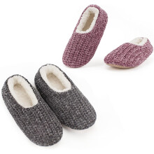 Women's Non-Slip Sherpa-Lined Slipper Socks with Gripper Soles, Elastic Heel – Warm Indoor House Shoes Gift Set (S/M/L, 6 Colors)