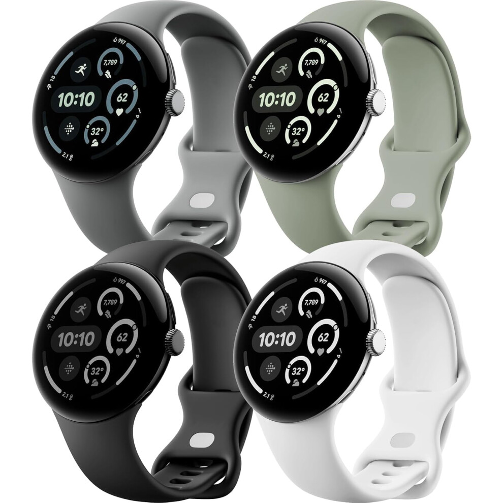 4Pcs Active Silicone Bands For Google Pixel Watch 3 (41Mm) & Pixel Watch 2 Â Sport, Waterproof, Compatible With Pixel Watch 9365509028360