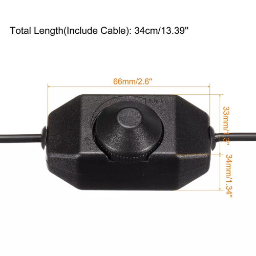 2PCS5V USB PWM Περιστροφικός διακόπτης Inline Dimmer για ταινίες LED, μαύρο US 1
