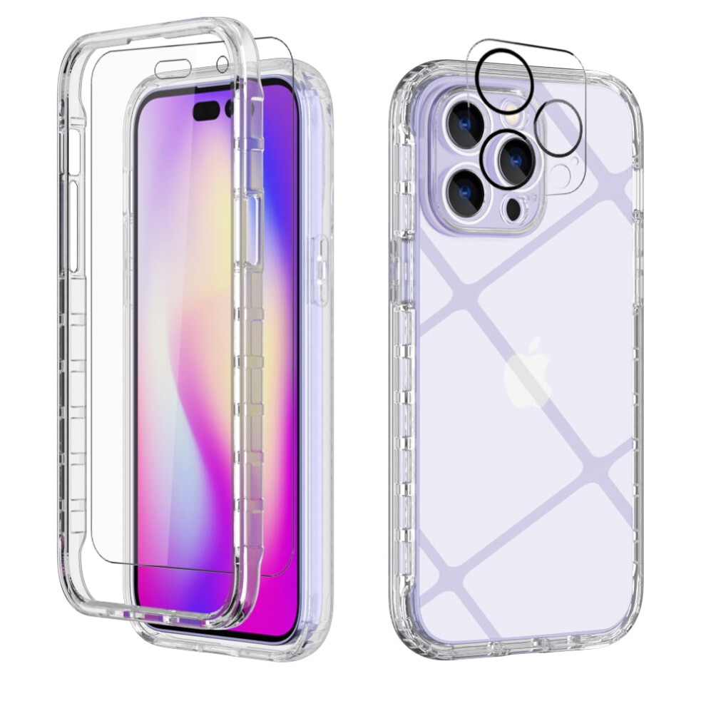 Crystal Clear Iphone 14 Pro Case W/ Screen & Camera Protectors, Yellowing-Resistant, Shockproof Â Compatible With Iphone 14 Pro 6.1" 9365509028513
