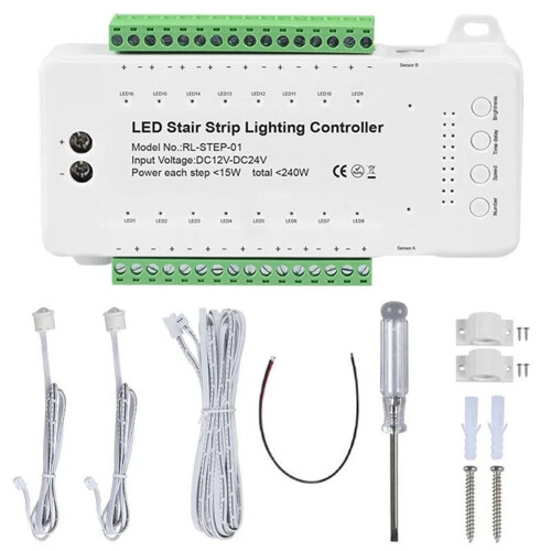 Controller per luci a LED per scale, striscia COB interna a 16 canali con sensore PIR.