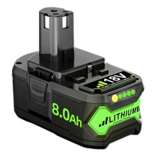 Vervangende 8.0Ah lithium-ion 18V-accu voor Ryobi 18V-draadloos gereedschap P108, P107, P105, P104 en P103.