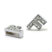Pingentes deslizantes com letras em strass AZ, 8 mm, 10 peças