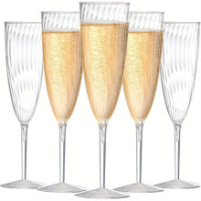 24 copas de champán de plástico transparente de 6 oz, copas de vino desechables para fiestas, bodas, vacaciones, picnics y brindis – Compatibles